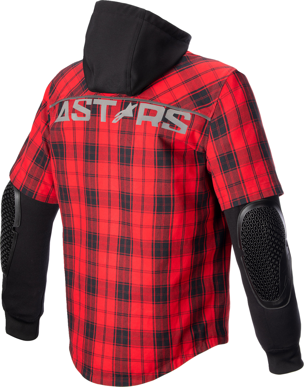 Alpinestars MO.ST.EQ Tartan Jacket in red and black, XL size, with stylish tartan pattern and sporty design.