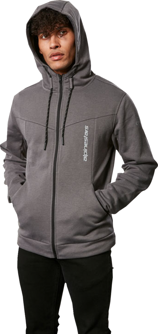 Alpinestars Era Hoodie in dark gray with logo prints, made from recycled fabric, 2XL size, casual and comfortable style.