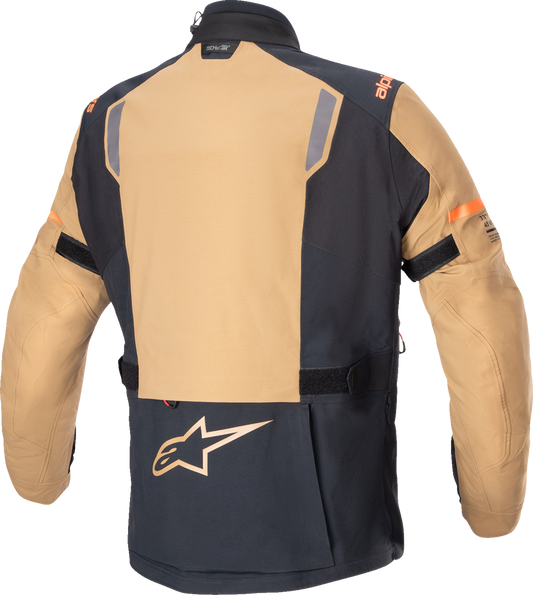 Alpinestars ST-7 2L Gore-Tex motorcycle jacket in Gobi Brown and Black, waterproof outerwear with reflective details.