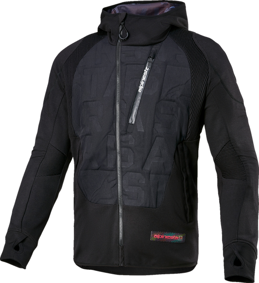 Alpinestars MSE Hybrid Hooded Jacket in black, XL, featuring a stylish hood and lightweight design for casual wear.