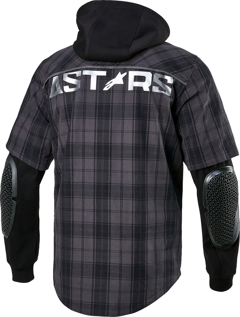 Alpinestars MO.ST.EQ Tartan Jacket in gray and black, medium size, featuring a stylish tartan pattern and durable fabric.