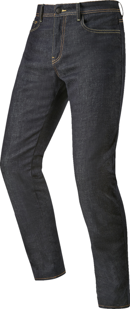 Alpinestars Cult-8 Stretch Denim Pants in blue with a slim fit, US 34, featuring classic denim styling and brand logo details.