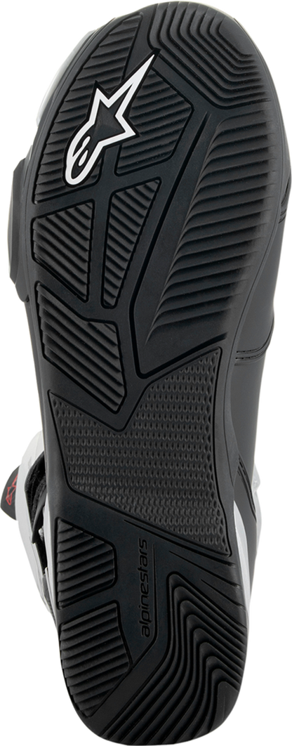 Alpinestars SP-X BOA motorcycle boots in black and silver, EU size 45, featuring protective design and adjustable closure system.