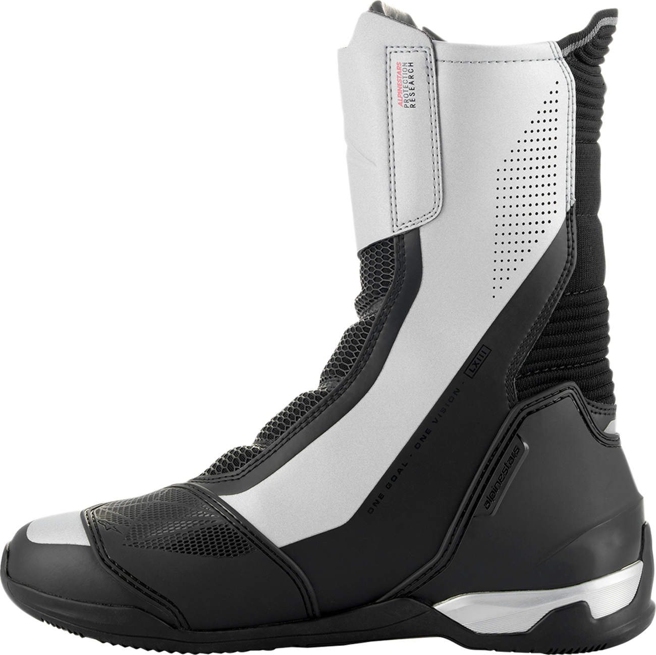 Alpinestars SP-X BOA motorcycle boots in black and silver, EU size 39, with protective features and secure closure system.