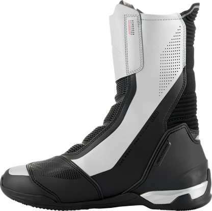 Alpinestars SP-X BOA motorcycle boots in black and silver, EU size 39, with protective features and secure closure system.