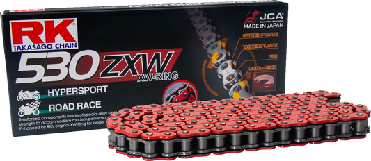 RK 530 ZXW rivet connecting link, part RR530ZXW-RL, showing metallic rivet link for chain connection in a technical setting