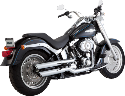 VANCE & HINES Twin Slash 3-Inch chrome slip-on mufflers for motorcycle exhaust system, shown in shiny chrome finish.