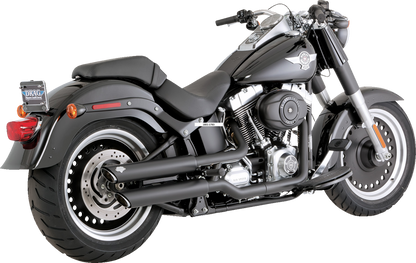 VANCE & HINES Twin Slash 3-inch slip-on mufflers with black finish for motorcycle exhaust system, part number 46844.