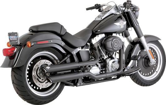 VANCE & HINES Twin Slash 3-inch slip-on mufflers with black finish for motorcycle exhaust system, part number 46844.