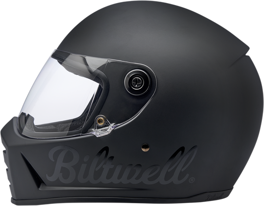 BILTWELL Lane Splitter helmet in flat black, large size, showcasing its sleek motorcycle helmet design and matte finish.