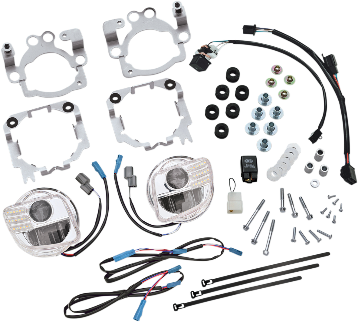 Bill's Exhausts LED Fog Lights Kit for 2012-2017 Honda Gold Wing GL1800 engine, featuring chrome finish and modern lighting design.