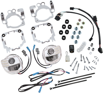 Bill's Exhausts LED Fog Lights Kit for 2012-2017 Honda Gold Wing GL1800 engine, featuring chrome finish and modern lighting design.