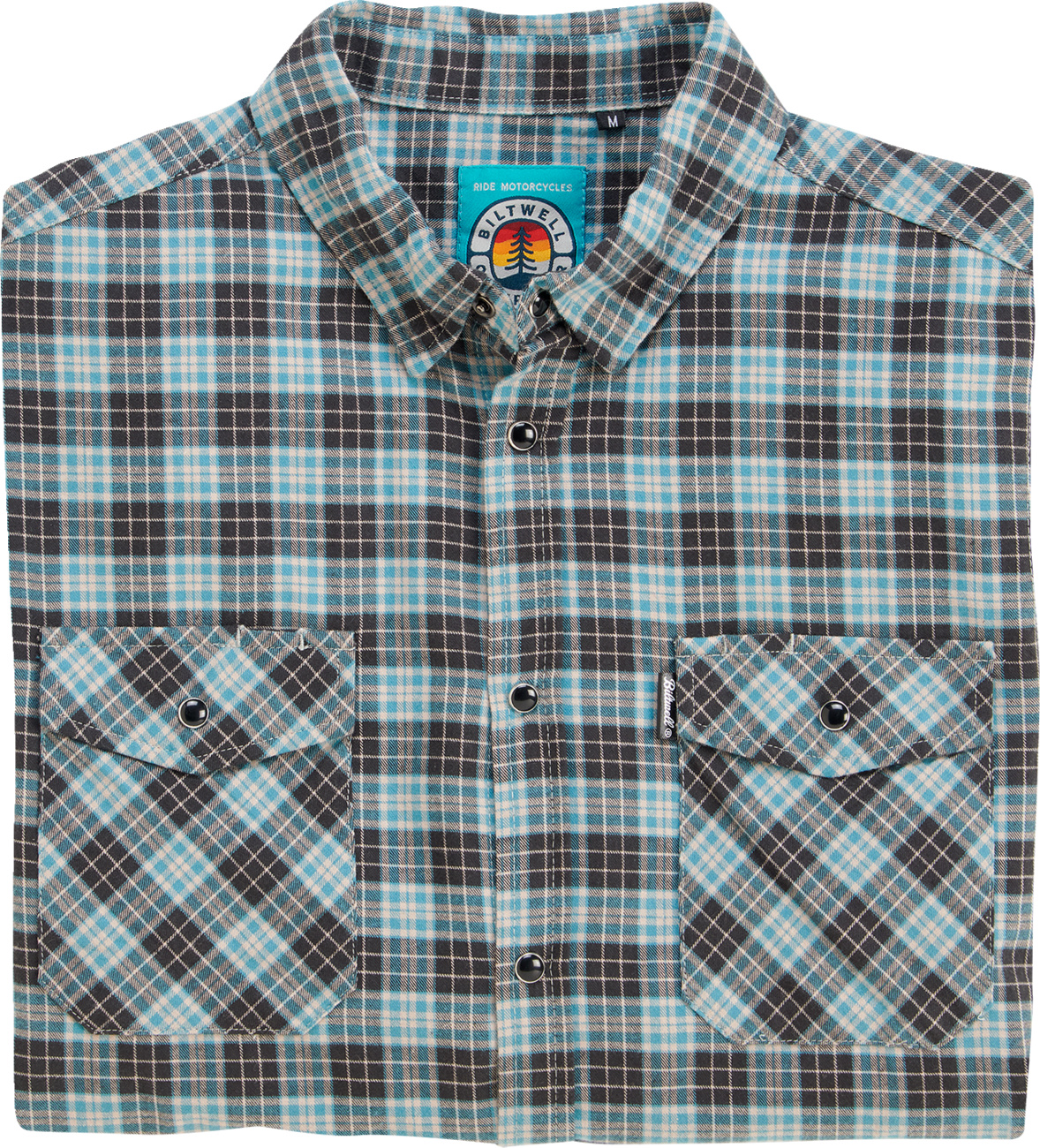 Bill's Exhausts BILTWELL Pacific Flannel Shirt in medium, featuring a classic plaid design and button-up front.