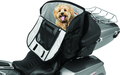 Kuryakyn Pet Palace Titan motorcycle dog and cat carrier crate with weather resistance and heat reduction features.