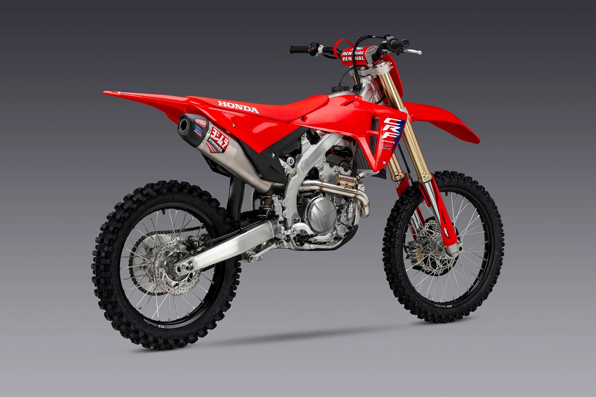 YOSHIMURA RS-12 motorcycle exhaust system for Honda CRF250R/RX, showcasing the high-performance Honda dirt bike exhaust upgrade