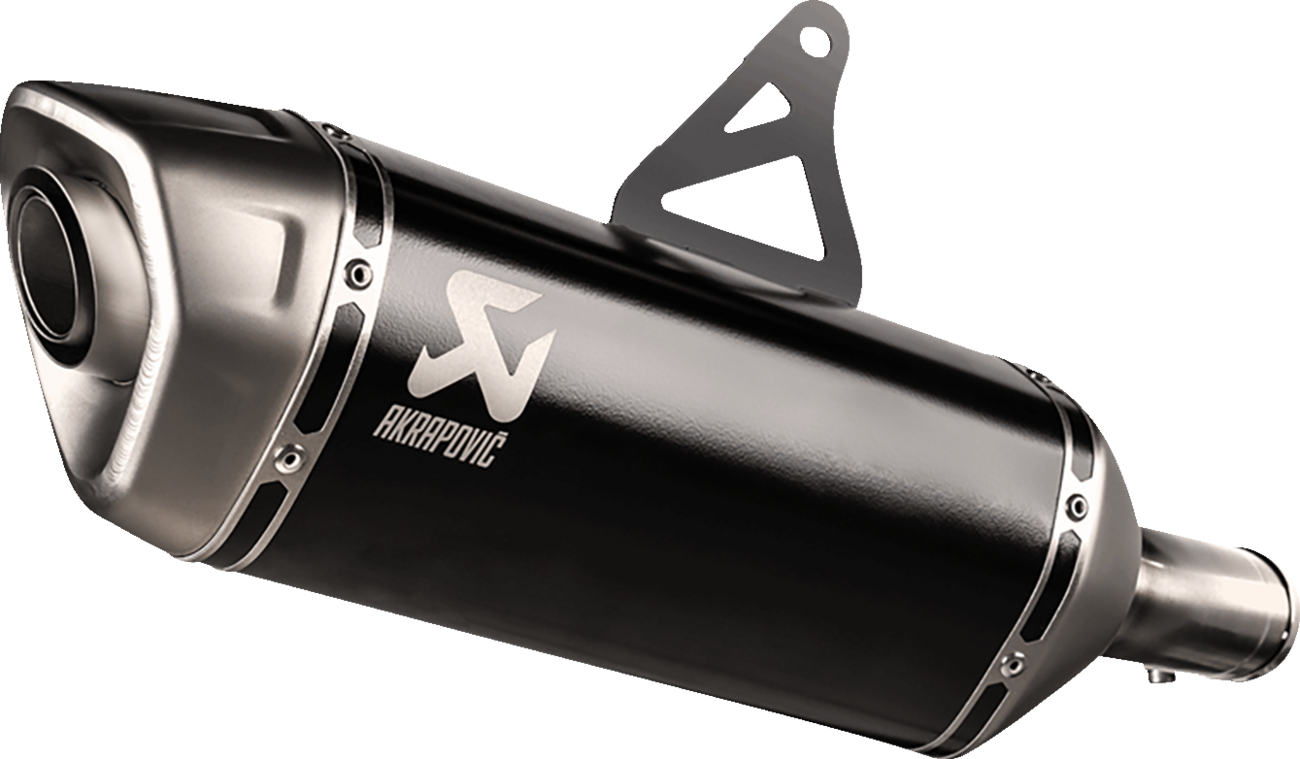 AKRAPOVIC slip-on titanium black muffler for Honda XL750 Transalp motorcycle, featuring sleek design and high-performance exhaust system.