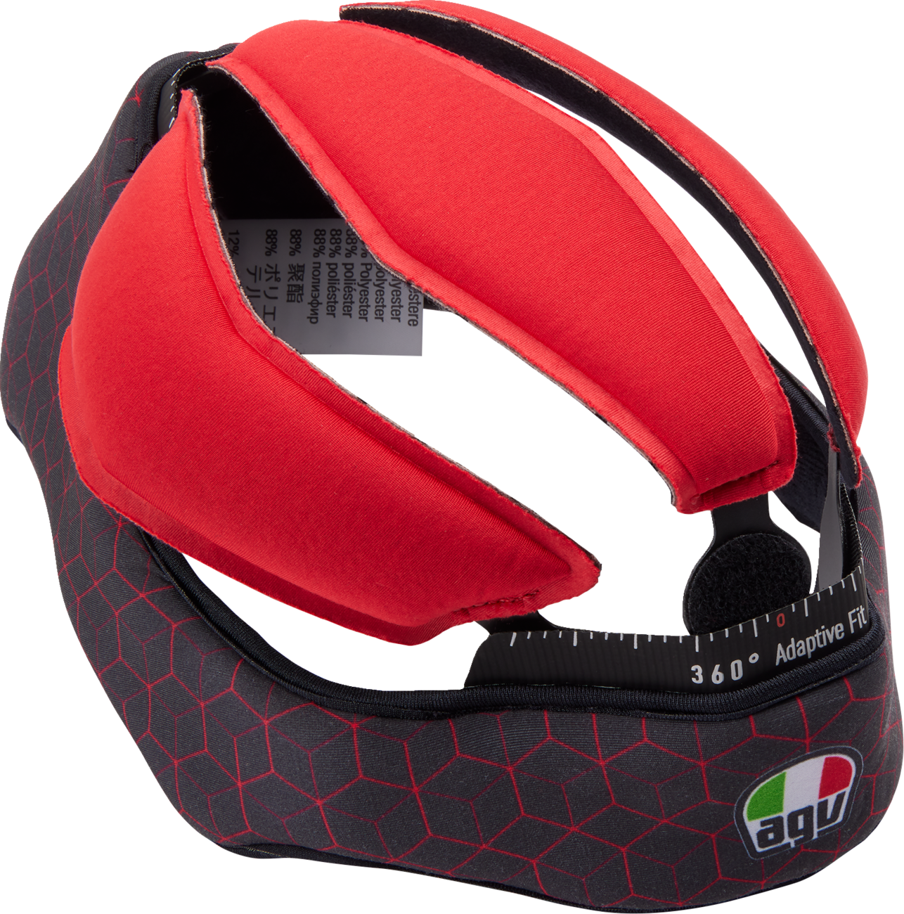Black and red AGV Pista GP RR helmet liner replacement part for Pista GP RR helmets, part number 20KIT60303001MS.