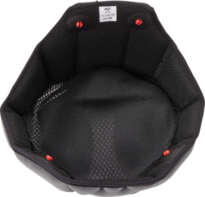 Black and gray AGV K6/K6 S helmet replacement liner and crown pad in XS size, designed for comfortable fit and helmet protection.