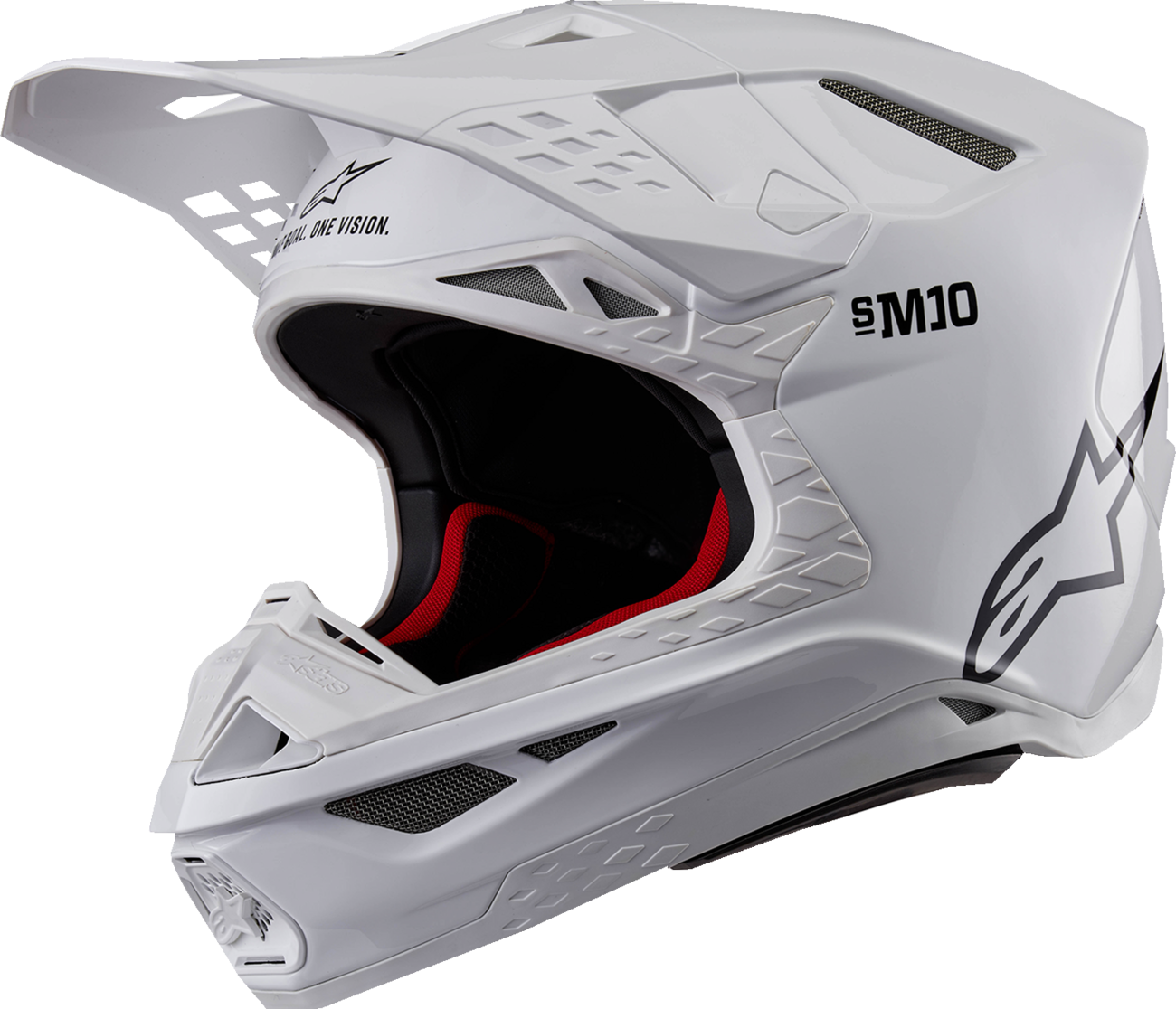 Alpinestars Supertech M10 helmet in solid white with MIPS® protection, medium size, displayed from front angle.