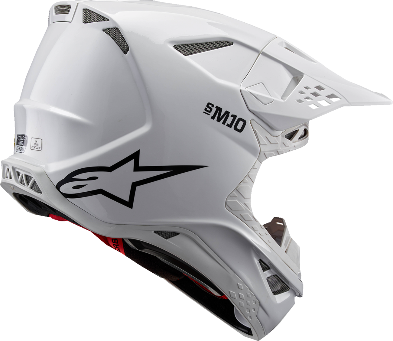 Alpinestars Supertech M10 helmet in solid white with MIPS® safety technology, medium size, designed for motorcycle racing.
