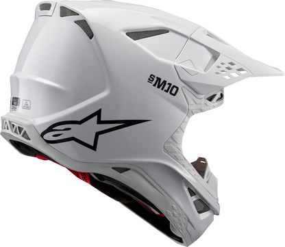 Alpinestars Supertech M10 helmet in solid white with MIPS® safety technology, medium size, designed for motorcycle racing.