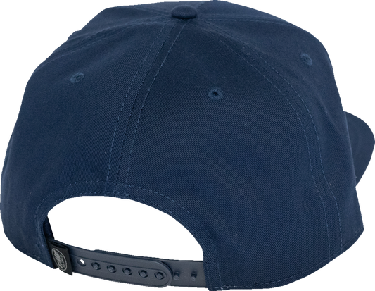 FMF Since '73 navy 5-panel snapback hat with front patch, stylish baseball cap featuring branded embroidery.