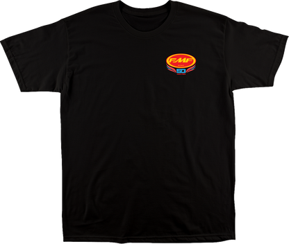FMF Since '73 black T-shirt in medium size featuring the FMF logo and classic design, front view.
