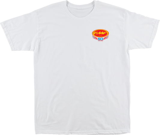 White FMF Since '73 T-Shirt in medium size with front graphic design, casual cotton fabric, and classic crew neck style.