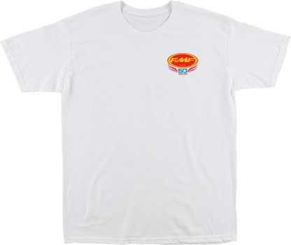 White FMF Since '73 T-Shirt in large size with bold printed logo on front, casual cotton crewneck for everyday wear.