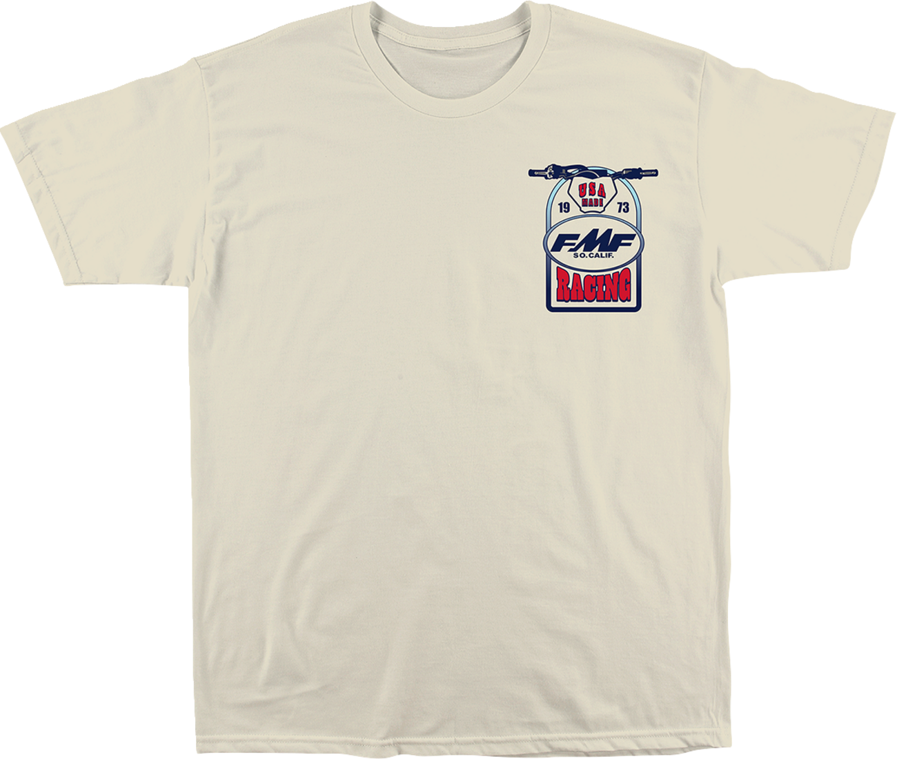 FMF Speedway T-Shirt in natural color, medium size, featuring the FMF logo and Speedway design on front.