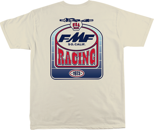 FMF Speedway T-Shirt in natural color, large size, made of soft spun cotton with front and back motorcycle graphic.