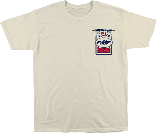 FMF Speedway T-Shirt in natural color, 2XL size, featuring FMF branding and Speedway design on soft fabric.