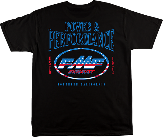 FMF Rally T-Shirt in black, medium size, made of soft spun cotton with a bold graphic print on the front.