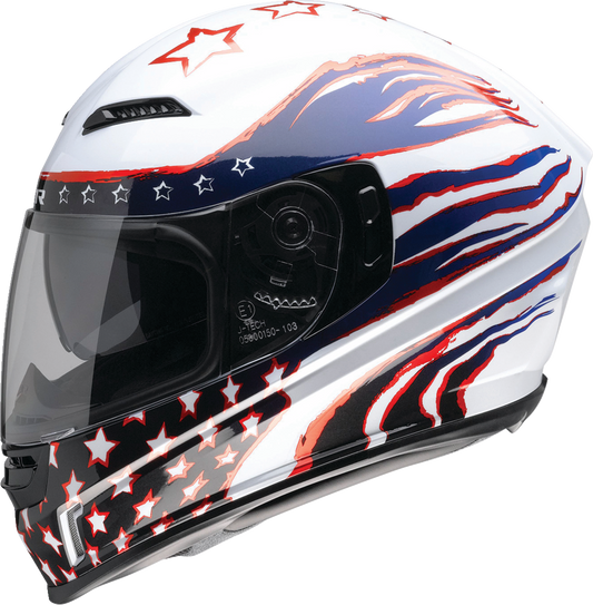 Z1R Jackal helmet in Patriot Red, White, and Blue, XS size with sleek design and full-face coverage.