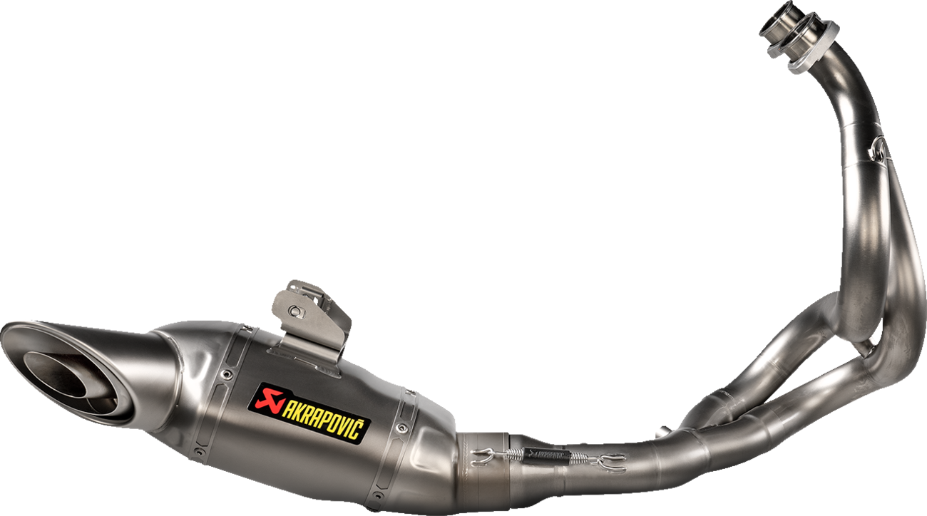 AKRAPOVIC Racing Line titanium exhaust system for Kawasaki Ninja 650, showing the sleek exhaust pipe and branding details.