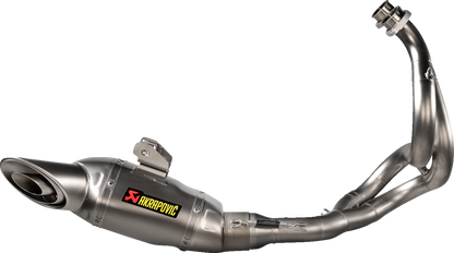 AKRAPOVIC Racing Line titanium exhaust system for Kawasaki Ninja 650, showing the sleek exhaust pipe and branding details.