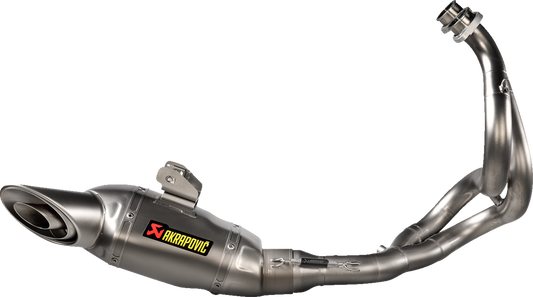 AKRAPOVIC Racing Line titanium exhaust system for Kawasaki Ninja 650, showing the sleek exhaust pipe and branding details.