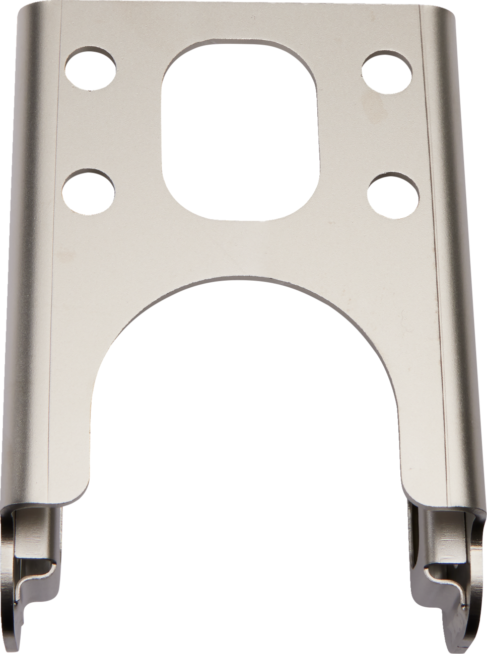 AKRAPOVIC P-X139 replacement muffler bracket for street motorcycle applications, shown in black metal with mounting holes.
