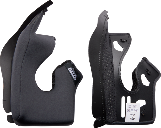 AGV K3 helmet replacement cheek pads set in gray and black, 45 mm, showing detailed close-up of foam and fabric material.