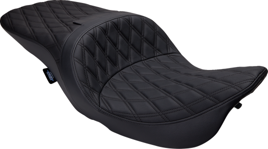 Drag Specialties Freedom Seat with vinyl cover for Harley FLH 1997-2007, featuring a comfortable, stylish motorcycle seat.