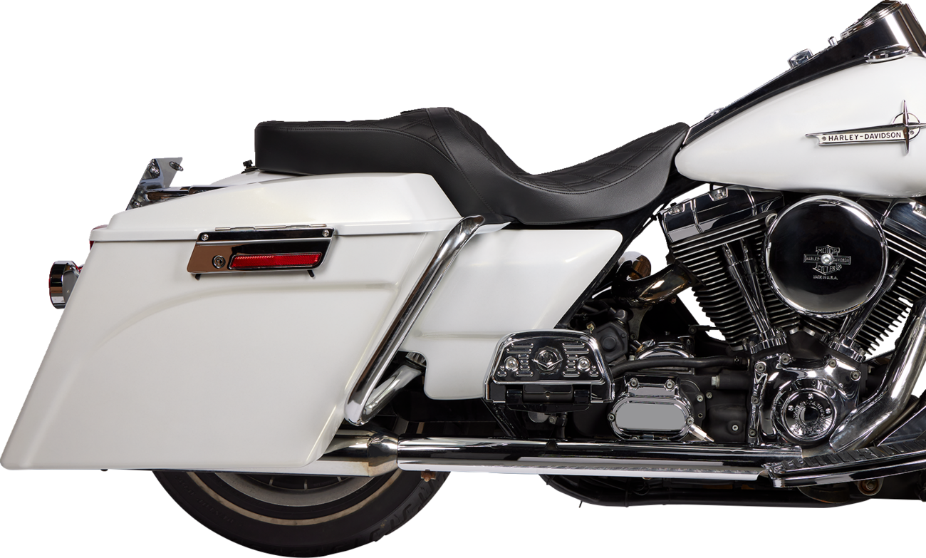 DRAG SPECIALTIES Seats Freedom seat with vinyl cover for Harley FLH 1997-2007 motorcycle, showing the cushioned seat and vinyl surface.