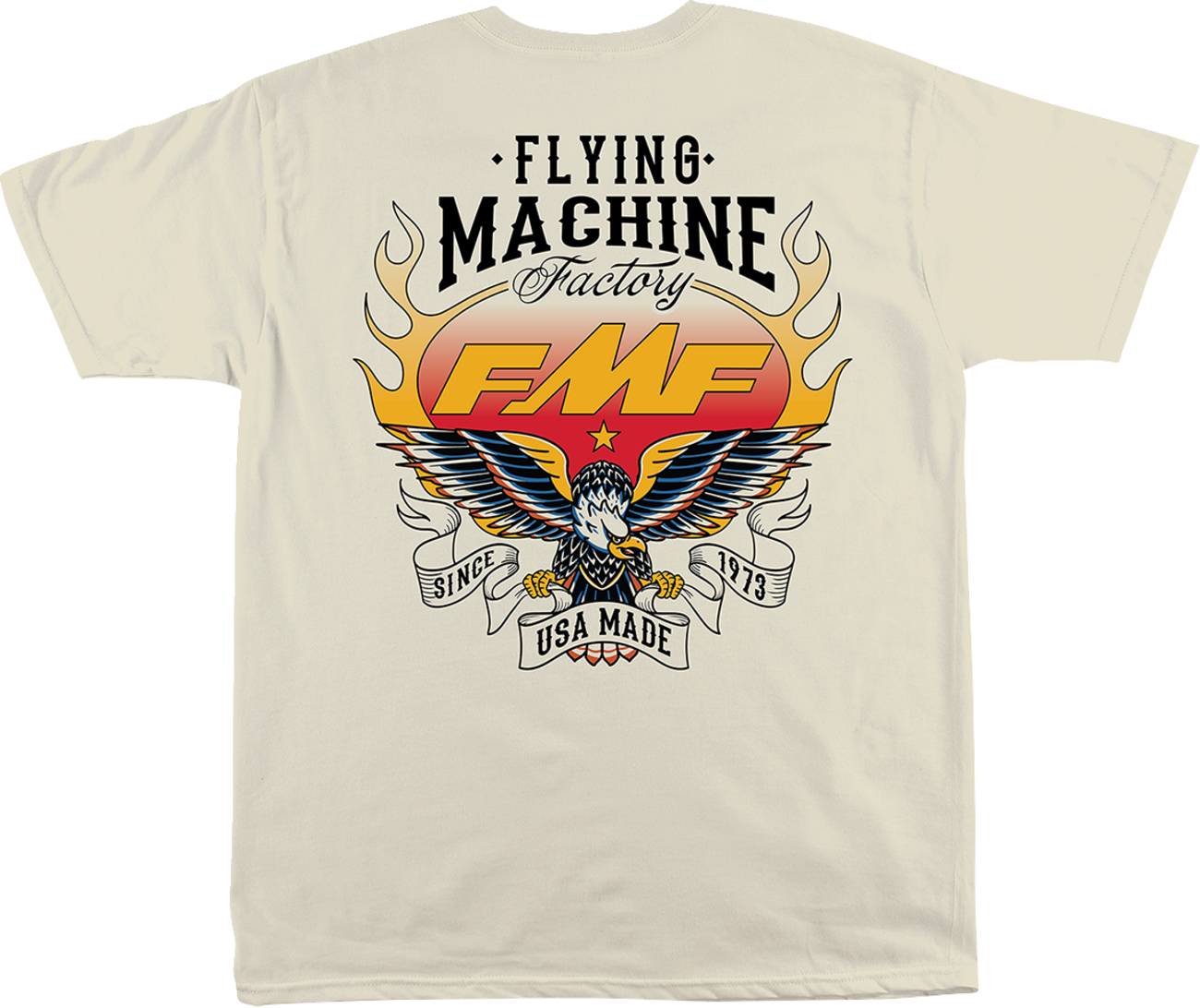 FMF Flight Ready T-Shirt in natural color, size XL, soft spun cotton with front and back graphic design.