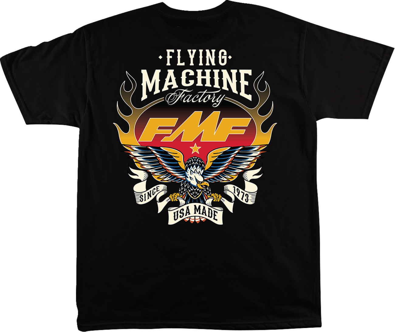 FMF Flight Ready T-Shirt in black, size large, featuring the FMF logo and comfortable fit, displayed on a plain background.