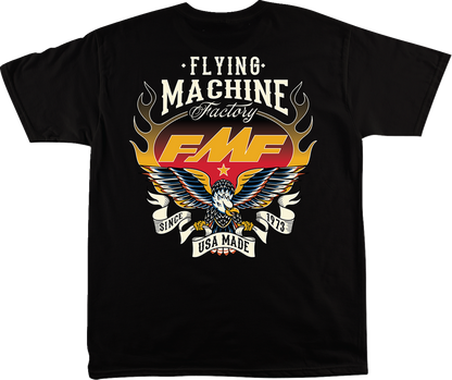 FMF Flight Ready T-Shirt in black, size large, featuring the FMF logo and comfortable fit, displayed on a plain background.