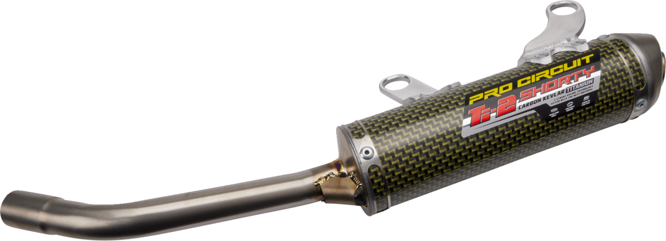 Pro Circuit Silencer 1152312K motorcycle exhaust part, showing the sleek black finish and compact design for performance riding.