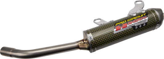 Pro Circuit Silencer 1152312K motorcycle exhaust part, showing the sleek black finish and compact design for performance riding.