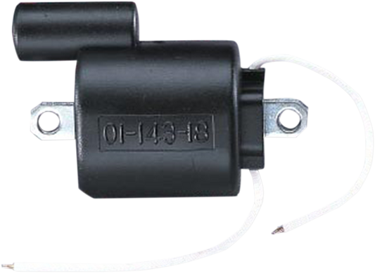 Parts Unlimited external ignition coil IGN-075 for Ski-Doo and SYM vehicles, shown in the image with wiring and connectors.