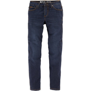 Blue ICON Women's MH1000™ jeans in size 12, featuring classic denim style and detailed stitching, by Bill's Exhausts.
