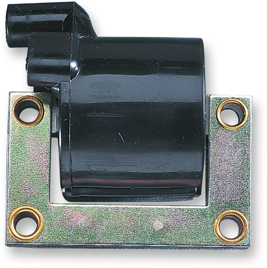 Parts Unlimited external ignition coil IGN-080 for motorcycle, black cylindrical component with wiring connection.