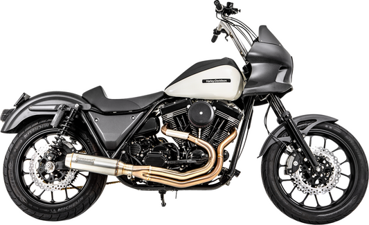 Stainless steel BASSANI XHAUST 2-into-1 exhaust system with 4-inch Super Bike muffler for 1FXR3SS motorcycle.